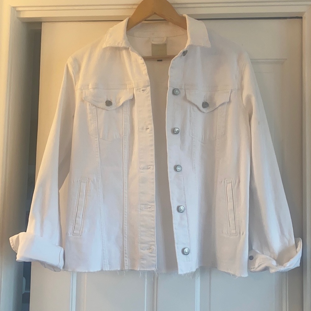 White Joe’s Jean’s Denim Jacket with Frayed Hem